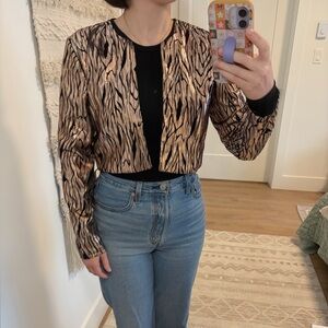 VINTAGE Metallic Gold Copper Silver Cropped Jacket Size Small